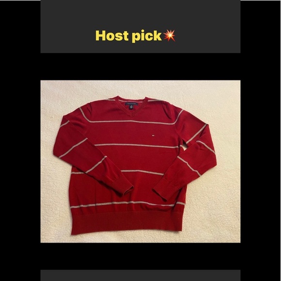 TOMMY HILFIGER men red strip sweater/size XS - Picture 1 of 5